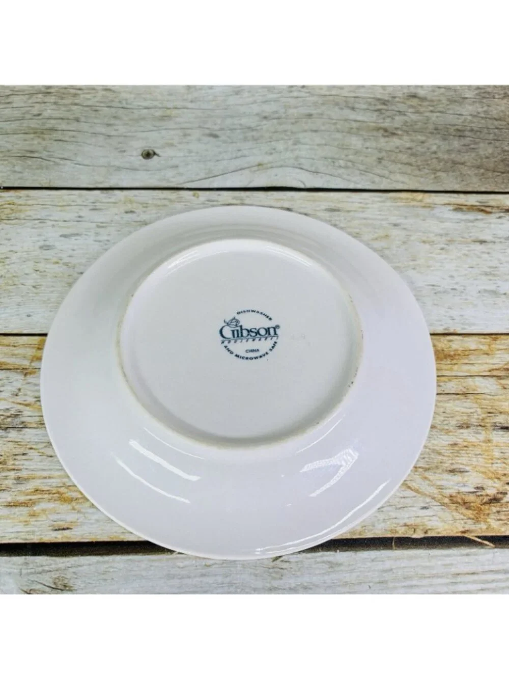 Gibson FOUR SEASONS White Embossed Fruit Floral Trellis Rim Salad Plates Set 4